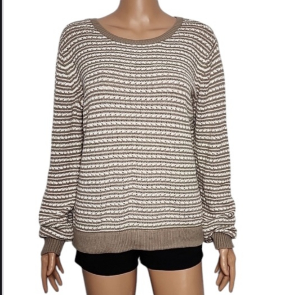 Eva Mendes‎ New York Company Women's Crochet knit Brown And White Sweater Size M - Picture 2 of 8